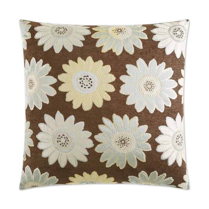 Daisy May Pillow in Aqua - front view, floral turquoise and teal daisy design by D.V. KAP Home