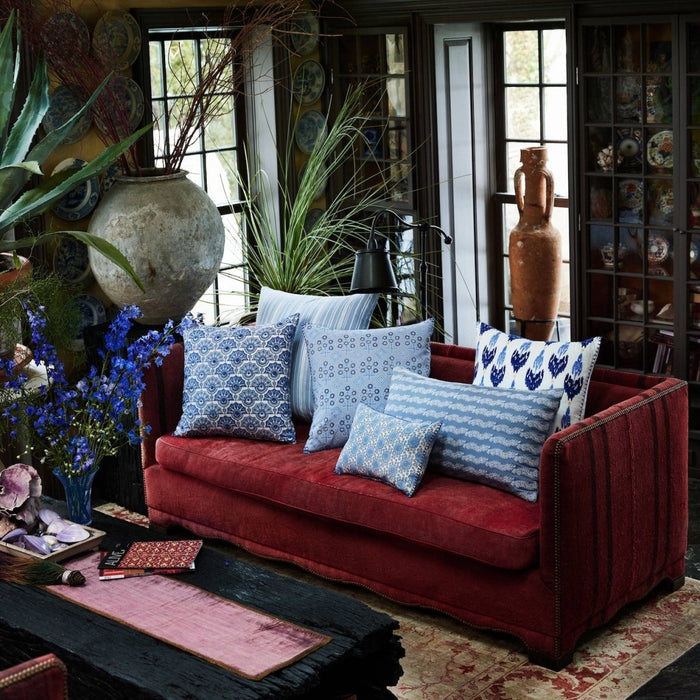 Damini Indigo Pillow by John Robshaw at Fig Linens and Home - 2