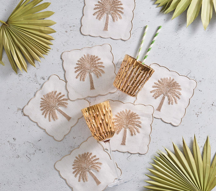 Date Palm Cocktail Napkins Set of 6 in a Gift Box by Kim Seybert at Fig Linens and Home 1