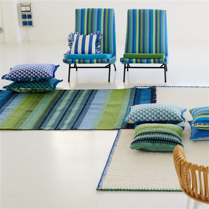 Designers Guild Muturi Cobalt Outdoor Decorative Pillow at Fig Linens and Home - 127