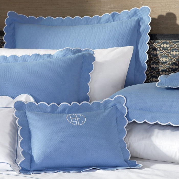Matouk Bedding - Diamond Pique Azure Blue Bed Linens - Fig Linens and Home