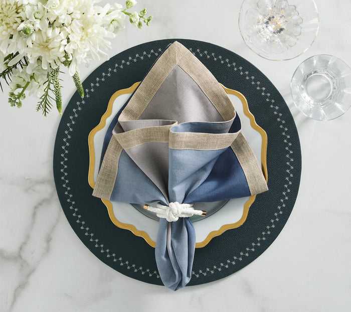 Dip Dye Napkin in Blue & Gray Set of 4 by Kim Seybert Blue/Gray 21"L x 21"W x 0.1"H Napkin - Set of 4 at FIG LINENS AND HOME 1