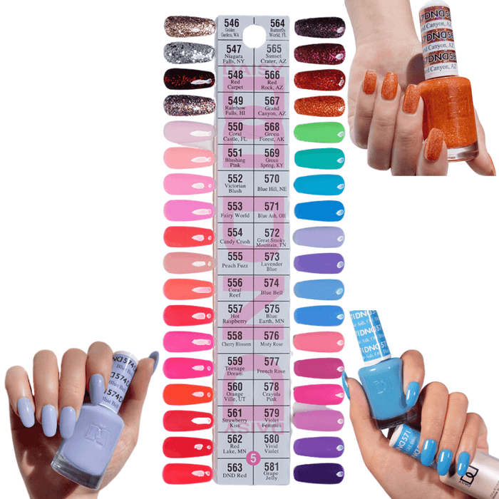 DND5 Collection 5 (Full Set 36 Colors 546 - 581) - Angelina Nail Supply NYC