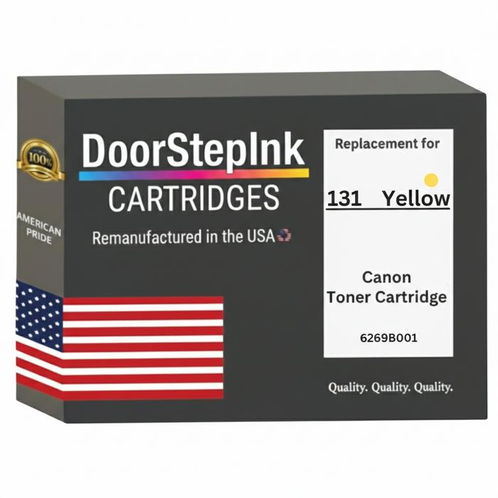 DoorStepInk Brand For Canon 131 High Yield Yellow Remanufactured in the USA LaserJet Toner Cartridge, 6269B001AA