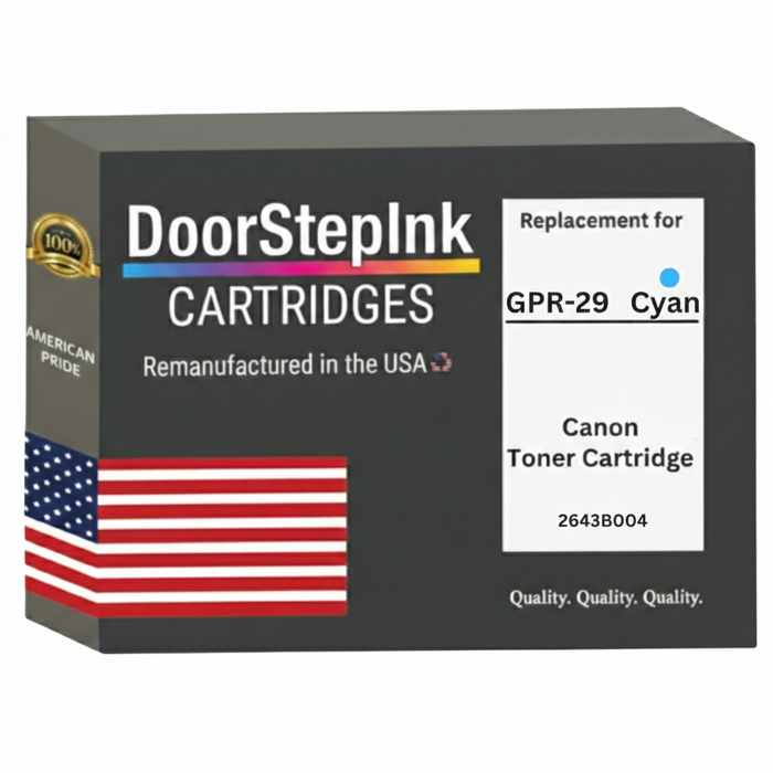 DoorStepInk Brand For Canon GPR-29 Cyan Remanufactured in the USA LaserJet Toner Cartridge, 2643B004