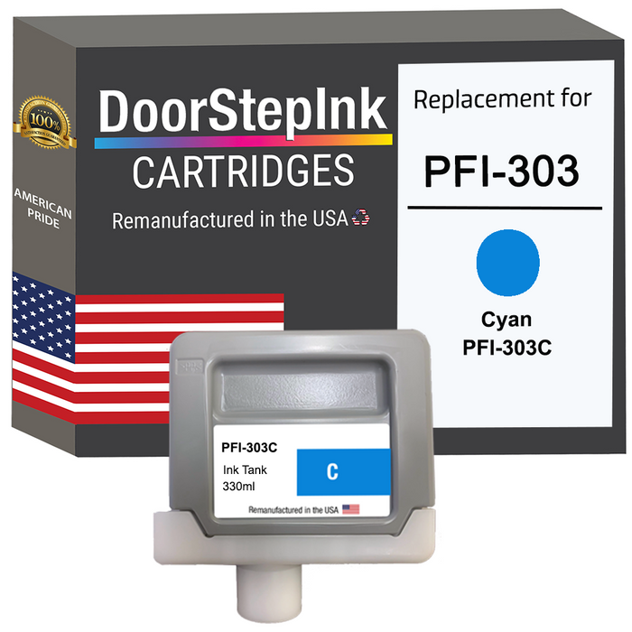 DoorStepInk Ink Cartridge for Canon PFI-303 330ML Cyan