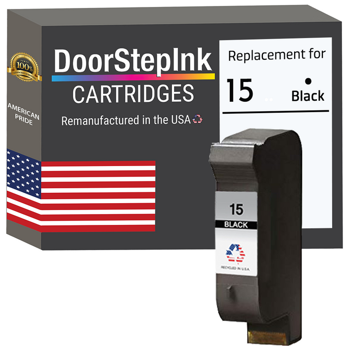 DoorStepInk Remanufactured in the USA Ink Cartridge for 15 C6615DN Black