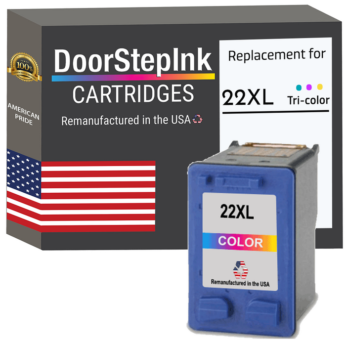 DoorStepInk Remanufactured in the USA Ink Cartridge for 22XL C9352AN Tri-Color