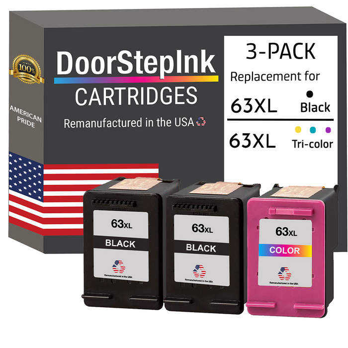 Replacement HP 63XL Black (F6U63AN) & Color (F6U64AN) Ink Cartridges-Combo Pack
