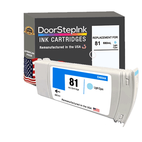 DoorStepInk Brand For HP 81 680mL Light Cyan Remanufactured in the USA