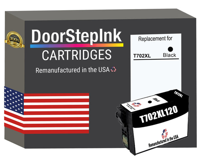 DoorStepInk for Epson T702XL Black Remanufactured in the USA Ink Cartridge, T702XL120-S