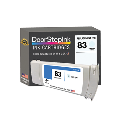 DoorStepInk Remanufactured in the USA Ink Cartridge for HP 83 UV 680mL (C4944A) Light Cyan