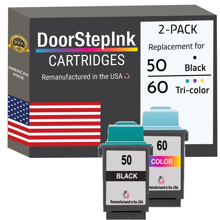 DoorStepInk Remanufactured in the USA Ink Cartridges for Lexmark #50 Black and #60 Tri-Color