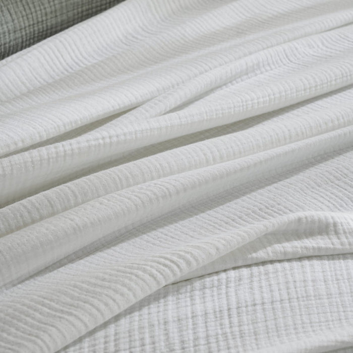 Dream Organic Cotton Bed Blanket by Orchids Lux Home - White at Fig Linens and Home 3
