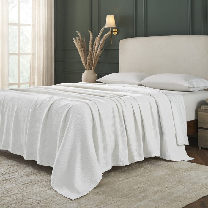 Dream Organic Cotton Bed Blanket by Orchids Lux Home - White at Fig Linens and Home 4