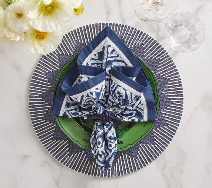 Dreamweaver Placemat in Navy & White, Set of 4 Kim Seybert | Table Linens at Fig Linens and Home 2