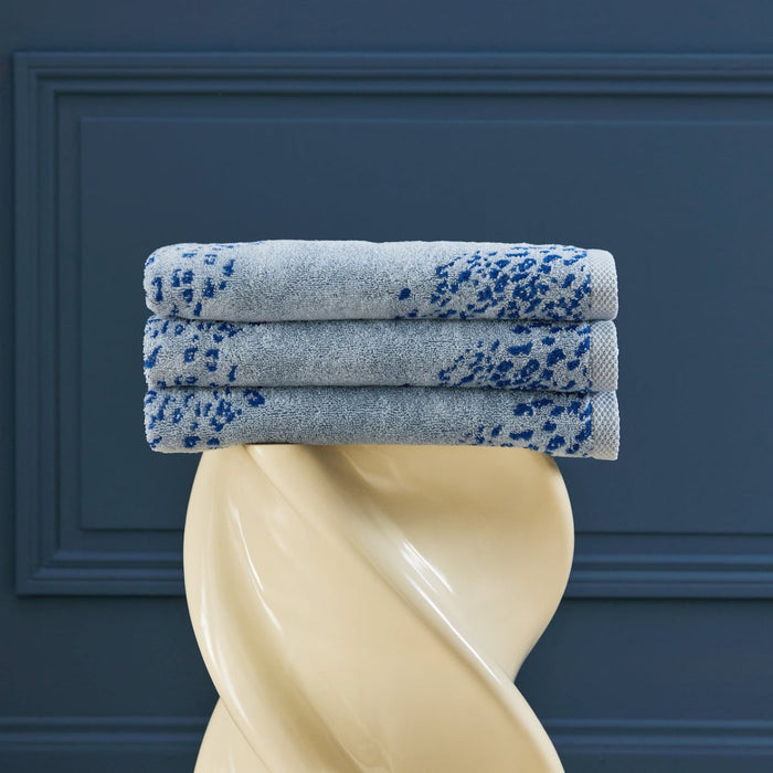 Ecumes Bath by Yves Delorme Bath Sheet 35 x 59 Celeste and Marine Blue at FIG LINENS AND HOME 1