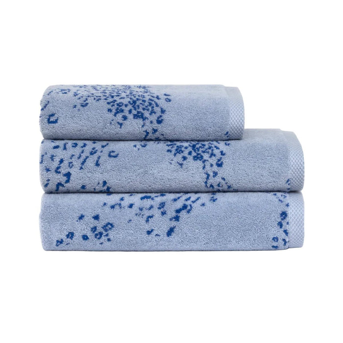 Ecumes Bath by Yves Delorme Bath Sheet 35 x 59 Celeste and Marine Blue at FIG LINENS AND HOME 2