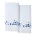 Ecumes Embroidered Linen Fingertip Towels by Yves Delorme Fingertip Towels 16 x 24 - Set of 2 Celeste and Marine Blue at FIG LINENS AND HOME 1