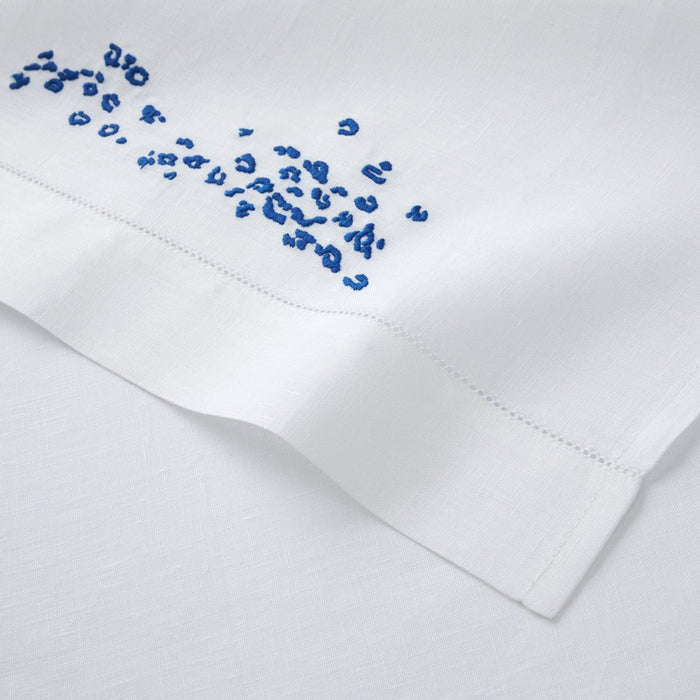 Ecumes Embroidered Linen Fingertip Towels by Yves Delorme Fingertip Towels 16 x 24 - Set of 2 Celeste and Marine Blue at FIG LINENS AND HOME 2