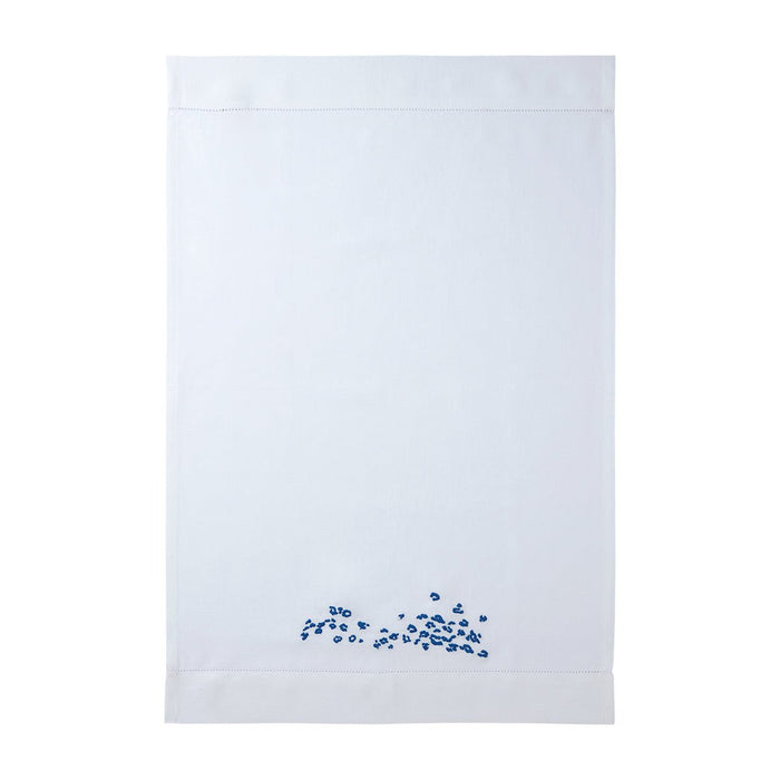 Ecumes Embroidered Linen Fingertip Towels by Yves Delorme Fingertip Towels 16 x 24 - Set of 2 Celeste and Marine Blue at FIG LINENS AND HOME 3