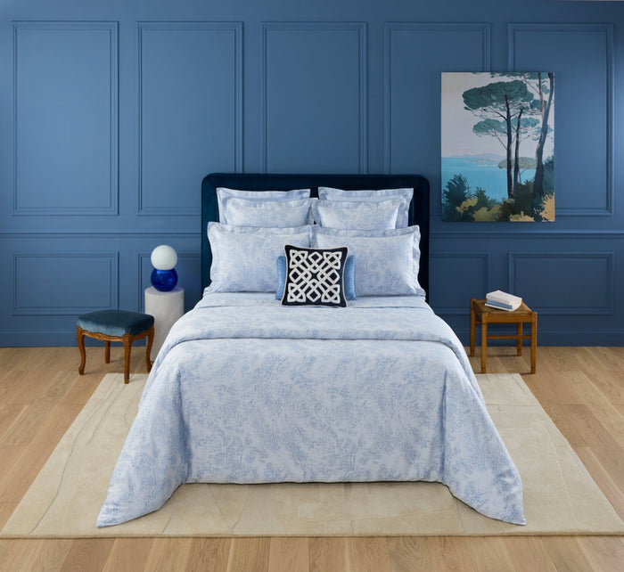Ecumes Organic Bedding by Yves Delorme Duvet Cover King 111 x 92 Celeste and Marine Blue at FIG LINENS AND HOME 1