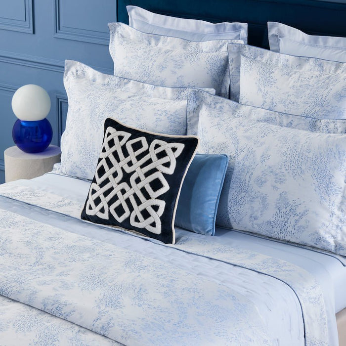 Ecumes Organic Bedding by Yves Delorme Duvet Cover King 111 x 92 Celeste and Marine Blue at FIG LINENS AND HOME 2