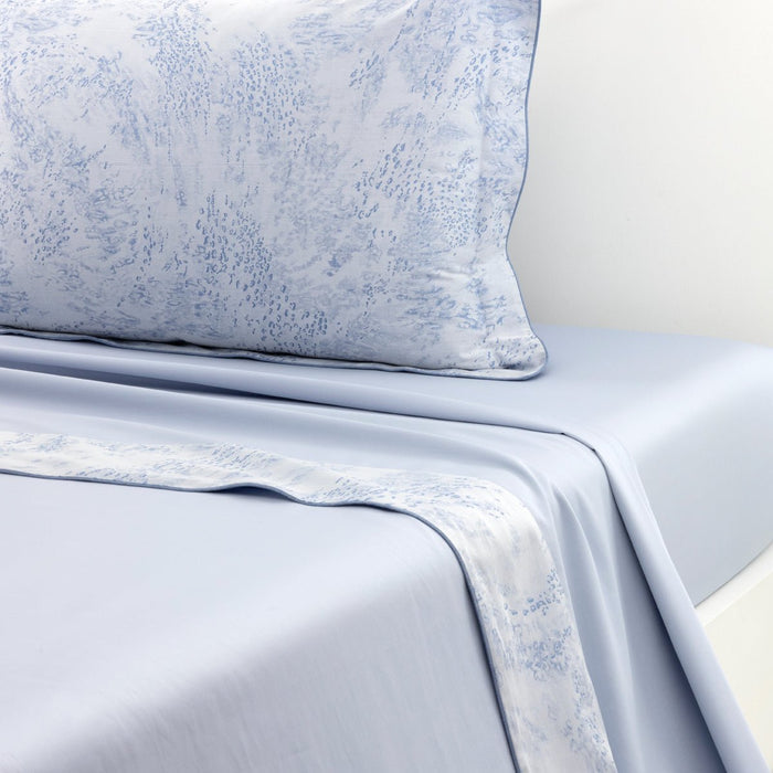 Ecumes Organic Bedding by Yves Delorme Flat Sheet King 114 x 116 Celeste and Marine Blue at FIG LINENS AND HOME 4