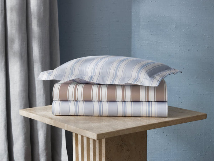 Elio Stripe Bedding by Matouk Schumacher at Fig Linens and Home - Stack 1