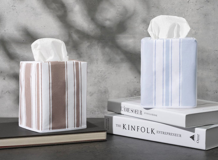 Elio Stripe Tissue Box Cover by Matouk Schumacher at Fig Linens and Home