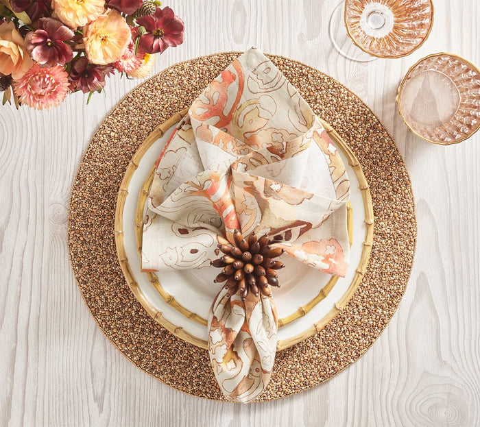 Emberfall Placemat in Natural & Brown Set of 2 by Kim Seybert at Fig Linens and Home 4