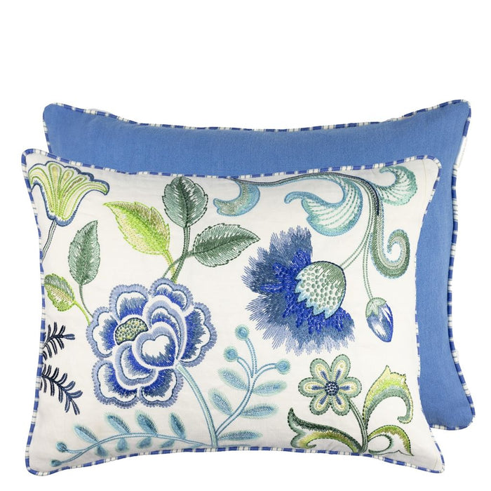Embroidered Osier Damasse Cobalt Decorative Pillow - Designers Guild at Fig Linens and Home 7