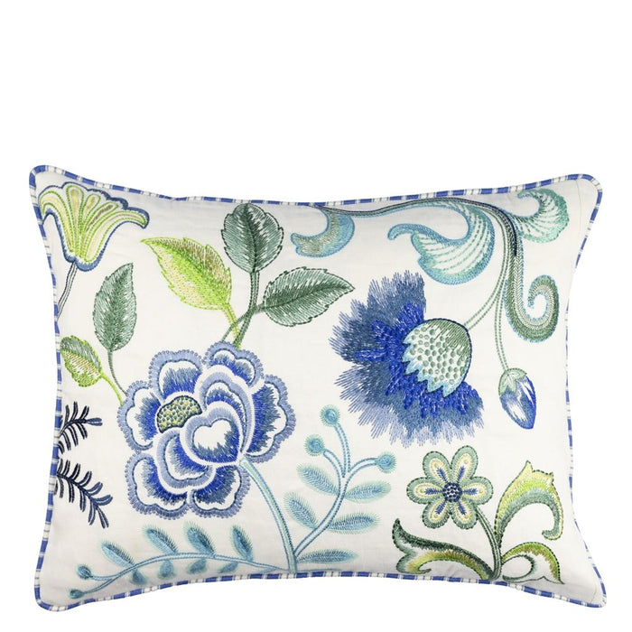 Embroidered Osier Damasse Cobalt Decorative Pillow - Designers Guild at Fig Linens and Home 10