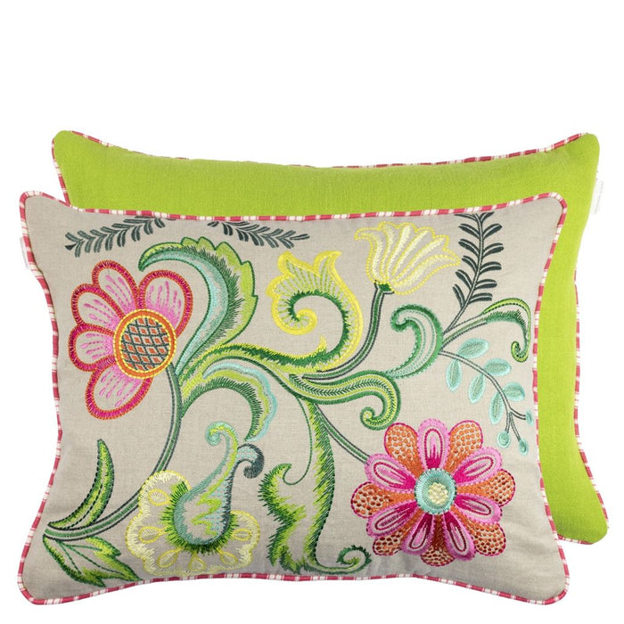 Embroidered Osier Damasse Fuchsia Decorative Pillow - Designers Guild at Fig Linens and Home 80