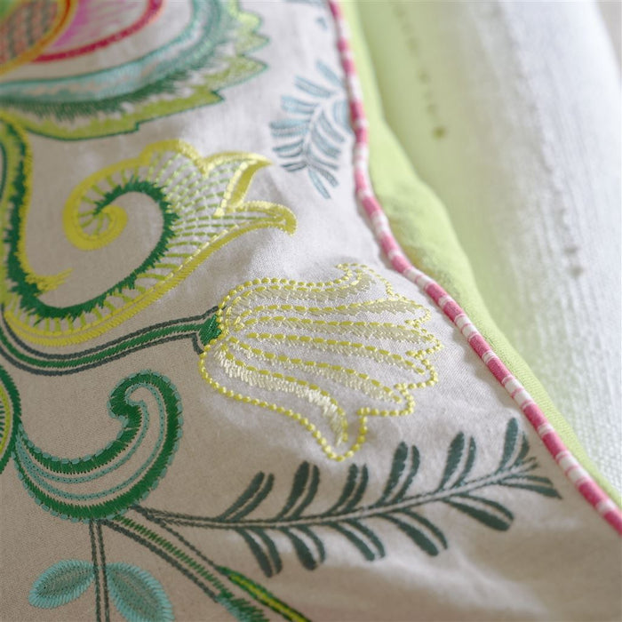 Embroidered Osier Damasse Fuchsia Decorative Pillow - Designers Guild at Fig Linens and Home 82