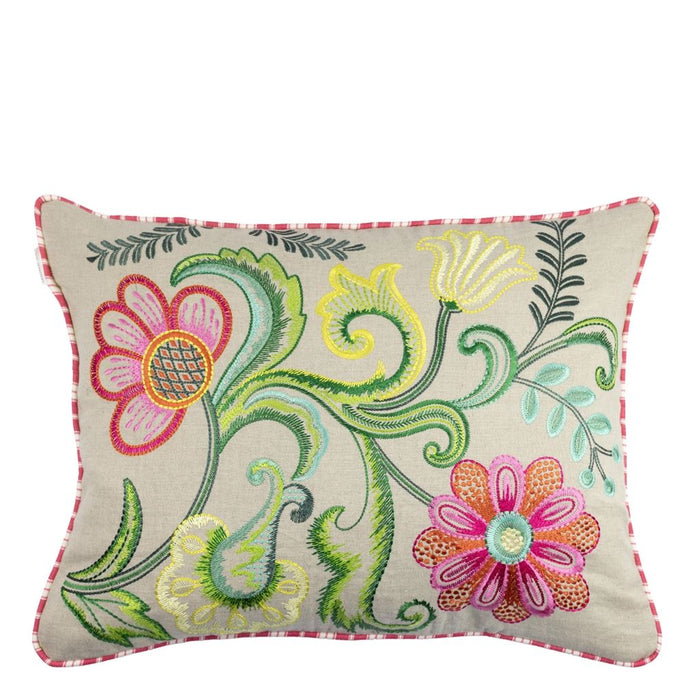 Embroidered Osier Damasse Fuchsia Decorative Pillow - Designers Guild at Fig Linens and Home 83
