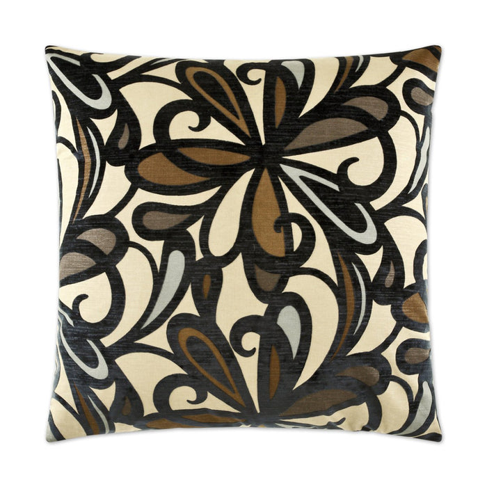 Fanfare Pillow in Navy - front view, floral blue design by D.V. KAP Home