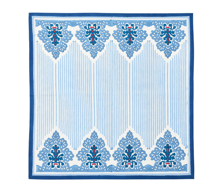 Filigree Napkin in White & Blue Set of 4 by Kim Seybert at Fig Linens and Home - Flat View