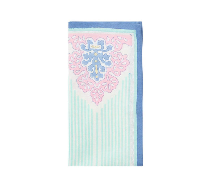 Filigree Napkin in White & Sorbet Set of 4 by Kim Seybert at Fig Linens and Home - Folded