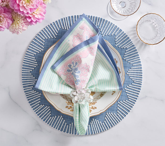 Filigree Napkin in White & Sorbet Set of 4 by Kim Seybert at Fig Linens and Home - Lifestyle 1