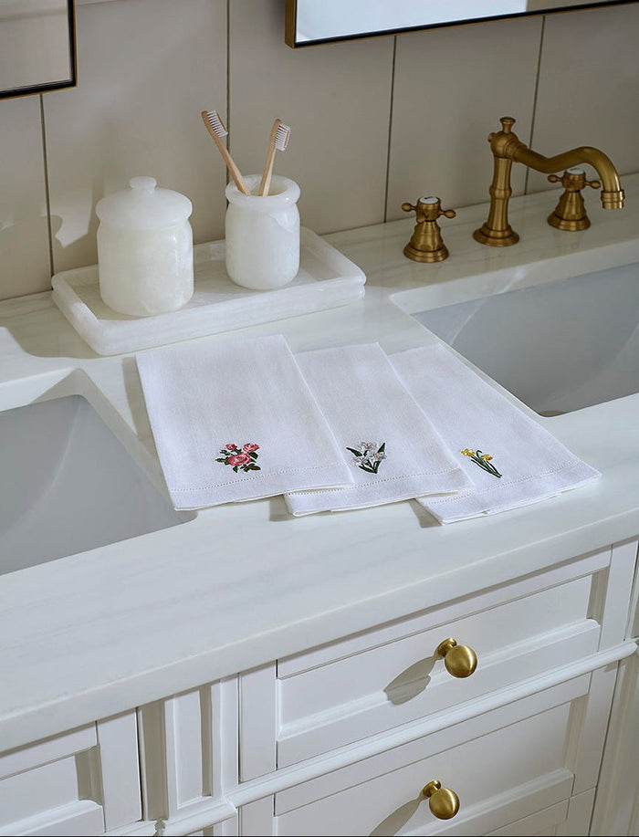 Fiorenza Birth Month Flower Guest Towels by Sferra Linens at Fig Linens and Home