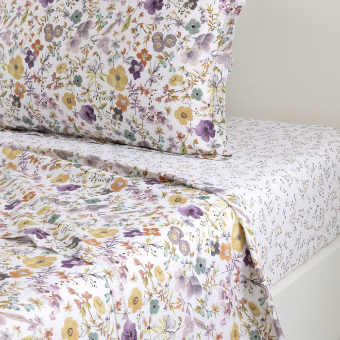 Fleurs Flat Sheet by Yves Delorme King Flat Sheet Multi at FIG LINENS AND HOME 1