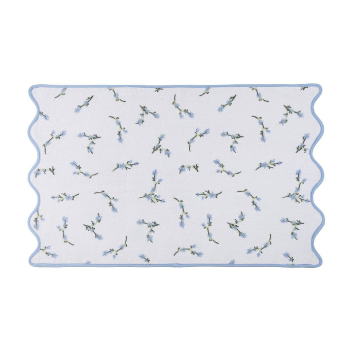 Floral Scallop Bath Mat by Kassatex in Cornflower Blue at Fig Linens and Home