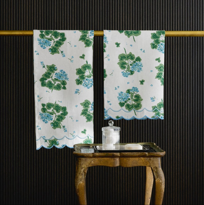 Geranium Guest Towel Blue by Matouk x Tillett at Fig Linens and Home - Set of 2 Fingertip Towels 2