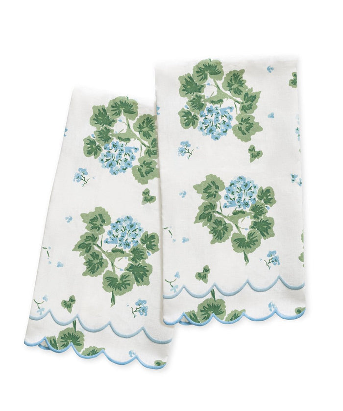 Geranium Guest Towel Blue by Matouk x Tillett at Fig Linens and Home - Set of 2 Fingertip Towels 1