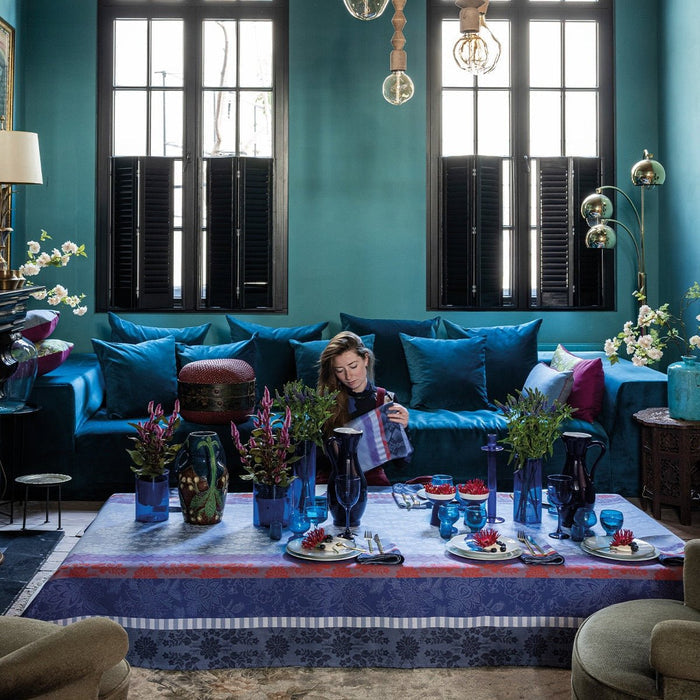 Tablecloth Lifestyle Photograph - Gipsy Blue Tablecloths By Le Jacquard Francais