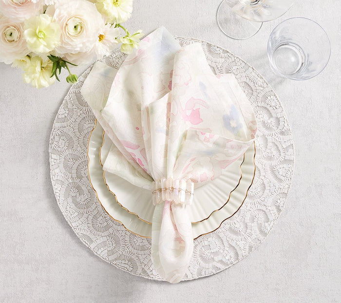 Giverny Napkin in Mint & Multi | Kim Seybert Set of 4 Cloth Napkins at Fig Linens and Home 3