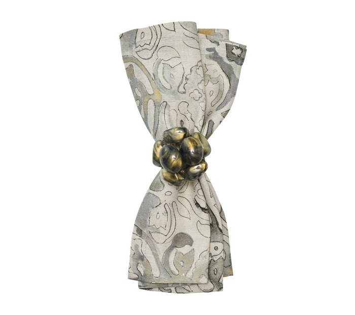 Giverny Napkin in Natural & Gray, Set of 4 Kim Seybert Natural/Gray 21"L x 21"W x 0.1"H - Set of 4 Napkins at FIG LINENS AND HOME 1