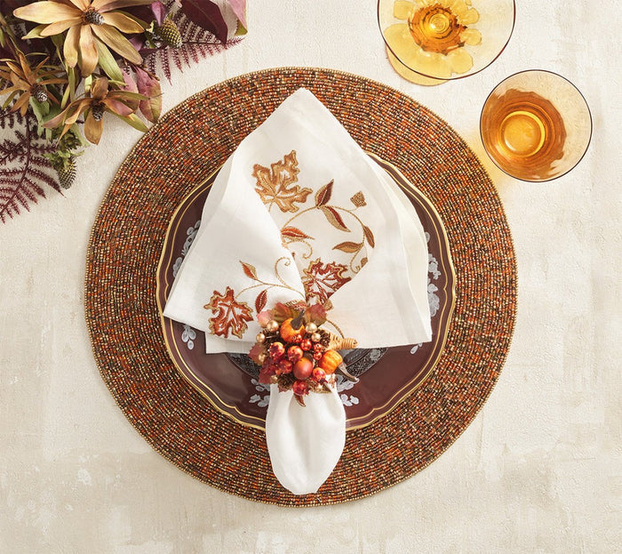 Harvest Napkin in White & Multi, Set of 4 Kim Seybert 2