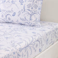 Herbier Celeste Organic Fitted Sheet by Yves Delorme King Fitted Sheet Celeste at FIG LINENS AND HOME 1